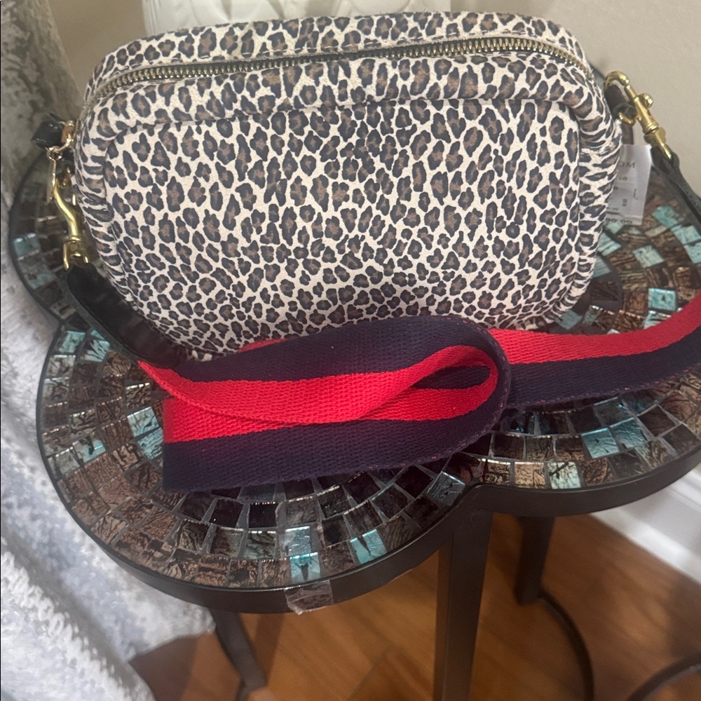 Clare. V Midi Sac Leopard Print Leather Crossbody Bag